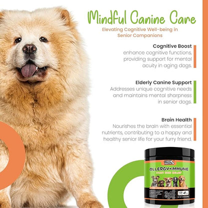 Allergy + Immune Chews for Dogs - Dog Supplements for Itchy Skin and Seasonal Allergy Relief- Natural Dog Immune Support- Digestive Health Probiotics - 120ct