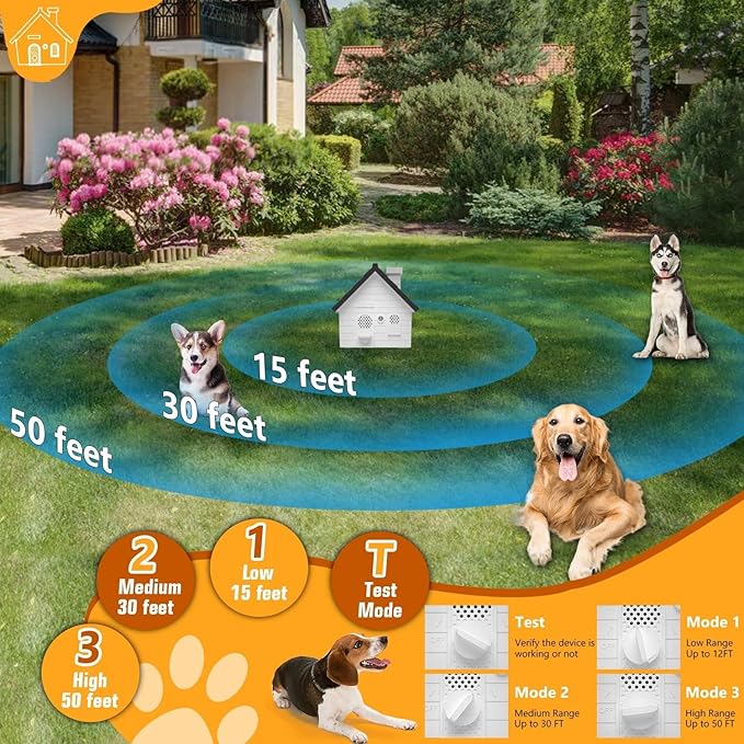 Bark Box, Ultrasonic Dog Bark Deterrent Devices, Anti-Barking Device for Dogs, 50 Ft. Dog Barking Stopper Indoor Outdoor for Dogs Training & Behavior Aids, Black, White