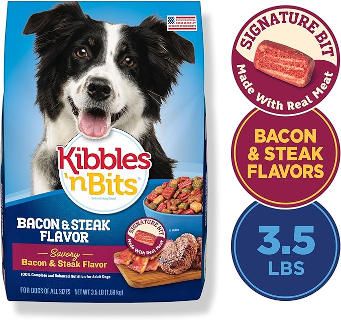 Kibbles 'n Bits Savory Bacon & Steak Flavor Dry Dog Food, 3.5 lb. Bag