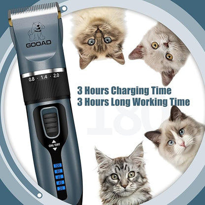 Cat Clippers for Matted Hair, Cat Grooming Kit, Cordless Cat Shaver for Long Hair, Low Noise Paw Trimmer, Cat Hair Trimmer for Grooming,Quiet Pet Hair Clippers Tools for Cats Dogs (Blue)