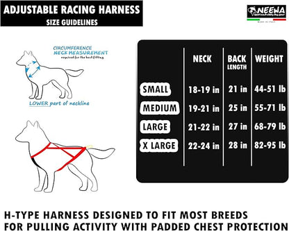 Neewa Adjustable Racing Harness (X-Large, Black) - Ideal for Dog Pull with Bike, Skateboard, Rollerblade, Cart, Canicross