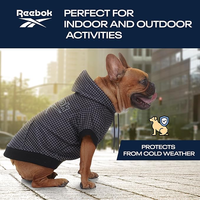 Reebok Dog Hoodie – Fleece Dog Sweater with Leash Hole, Cold Winter Dog Sweatshirt for Small Medium and Large Dogs, Premium Dog Fall Sweater Pullover Hoodie, Cozy Warm Perfect Dog Christmas Outfit