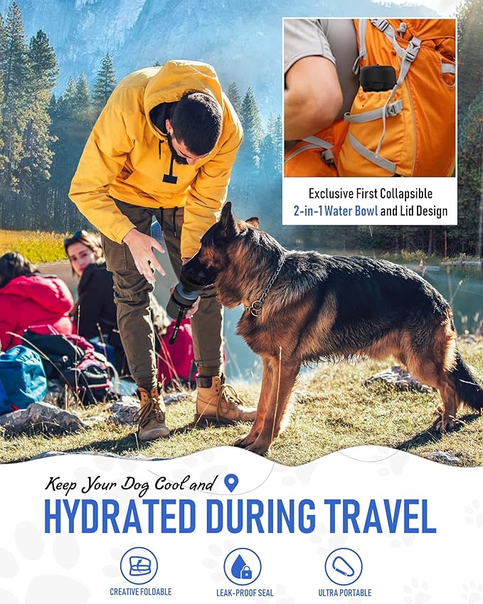 lesotc Dog Water Bottle, Portable Dog Water Dispenser, Leak Proof Dog Travel Water Bottle, Squeeze Pet Water Bottle for Walking On The Go, Dog Hiking Accessories for Outdoor, Hiking, Travel