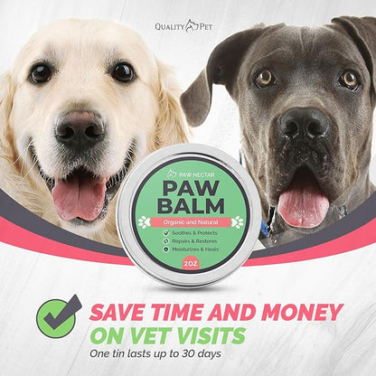 2-Pack Paw Nectar Dog Paw Balm, 4 Oz | Heals, Repairs & Restores Dry, Cracked & Damaged Paws | 100% Organic & Natural Cream Butter Wax Moisturizer for Dog Feet & Foot Pads