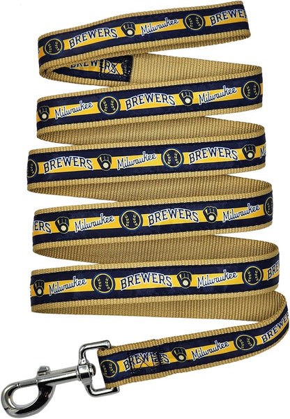 MLB PET Leash, Small, Milwaukee Brewers Dog Leash, Baseball Team Leash for Dogs & Cats. A Shiny & Colorful Dog & Cat Leash with Emboridered Team Name/Logo Licensed by the MLB