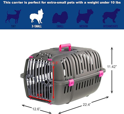 Ferplast Jet Pet Carrier: Value Dog Carrier Suitable for XS Dog Breeds & Small Cats, Assembled Dimensions: 22L x 14.5W x 13H inches, Fuchsia, (73043020PBUS)