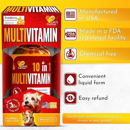 Vitamins for Dogs | Cat Vitamins | Liquid Multivitamin for Dogs | Multivitamin for Cats | Dog Vitamins Multivitamin | Cat Vitamin | Pure Ingredients | 1 oz
