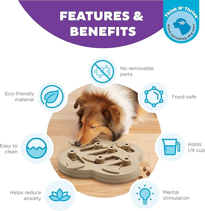 Outward Hound Nina Ottosson Dog Hide N' Slide Dog Puzzle Interactive Treat Puzzle Dog Enrichment Dog Toy, Level 2 Intermediate, Tan, Composite