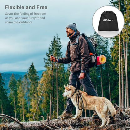 PHILORN Hands Free Dog Leash for Running, Jogging | Reflective Stitching, Adjustable Waist Belt(24"-47"), Phone Pouch, Shock Absorbing Dual Handle Bungee(47"-67") for Large Dog