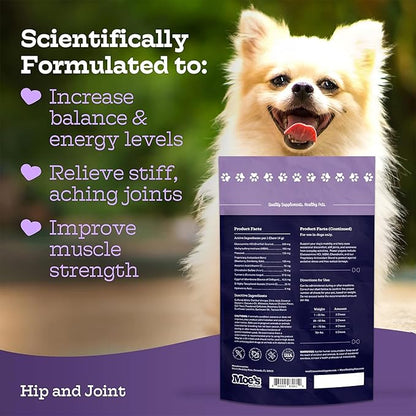 Moe's Glucosamine Dog Joint Supplement + Glucosamine, Chondroitin, Hyaluronic Acid, Vitamin C, E – Bone Health - Joint Pain Relief - Advanced Hip & Joint Care - 90 Chews - Made in USA – All Breeds
