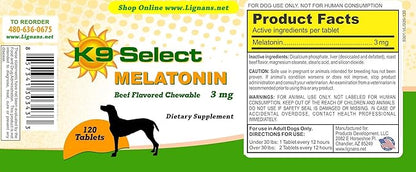 Melatonin for Dogs, 3 mg - 120 Beef Flavored Chewable Tablets - Dog Melatonin for Smaller Breeds - Gentle Well-being Enhancer - Healthy, Tasty Dog Treats That Promote Overall Health
