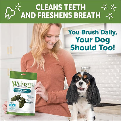 WHIMZEES by Wellness Alligator Natural Dental Chews for Dogs, Long Lasting Treats, Grain-Free, Freshens Breath, Small Breed, 24 count