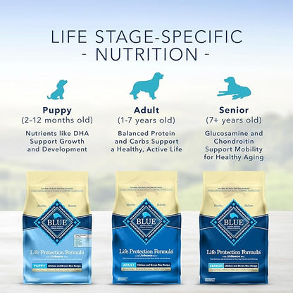 Blue Buffalo Life Protection Formula Natural Senior Dry Dog Food, Chicken and Brown Rice 34-lb