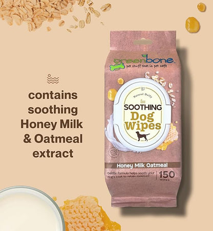 Soothing Dog Wipes Honey Milk Oatmeal 150 Wipes