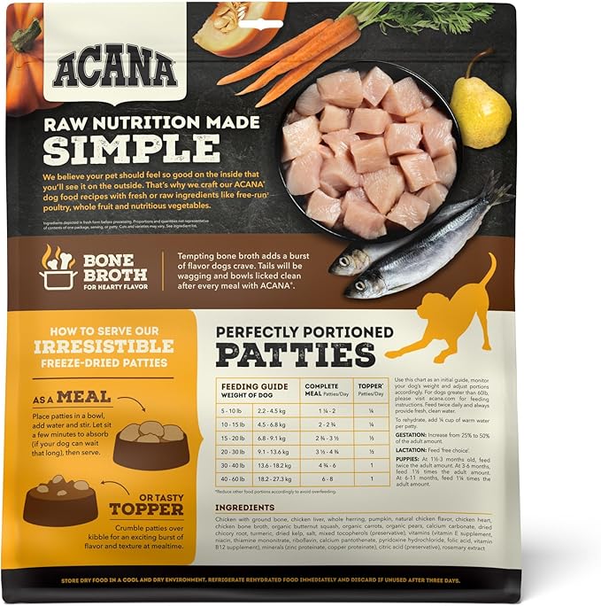 ACANA Freeze Dried Dog Food Meal & Topper, Grain Free High Protein Free-Run Chicken Recipe, 14oz