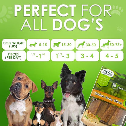 Earthgenics® Chicken Jerky Dog Treats - Lean, Tender 100% Natural Chicken Breast for All Ages, High in Protein, Minerals, B6 & B12, No Harmful Additives, Improves Skin & Coat (14oz.)
