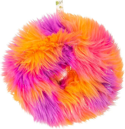 goDog Furballz Ring Squeaky Plush Dog Toy, Chew Guard Technology - Warm Rainbow, Large