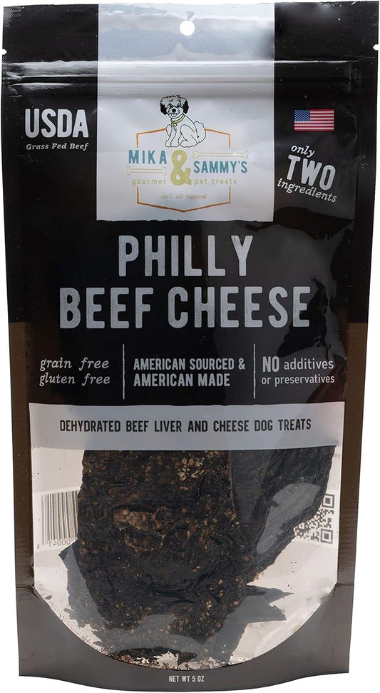 Mika & Sammy's Gourmet Beef Liver Jerky Dog Treats Made in The USA. (Beef Cheese 5 oz)
