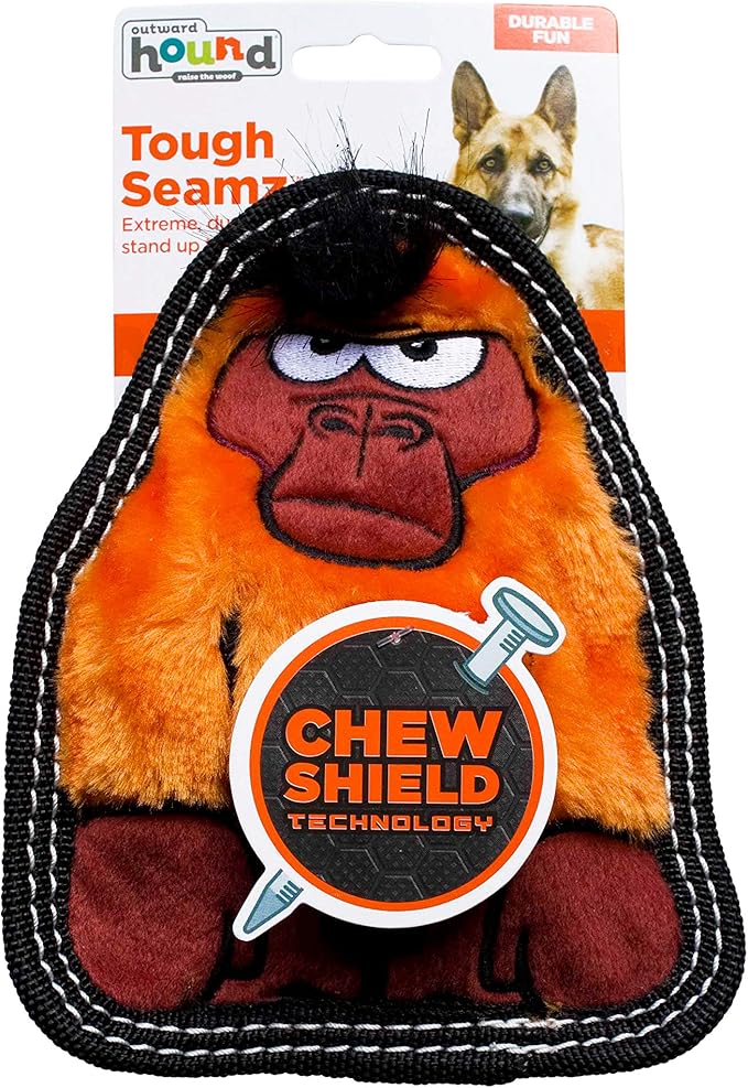 Outward Hound Tough Seamz Gorilla Plush Dog Toy, Small