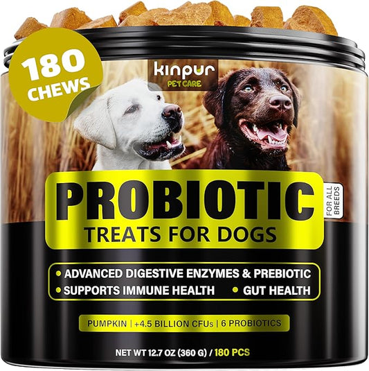 Probiotics for Dogs - Dog Probiotics and Digestive Enzymes for Small, Medium and Large Dogs - Support Gut Health, Itchy Skin, Allergies, Yeast Balance, Immunity (180 Chews)