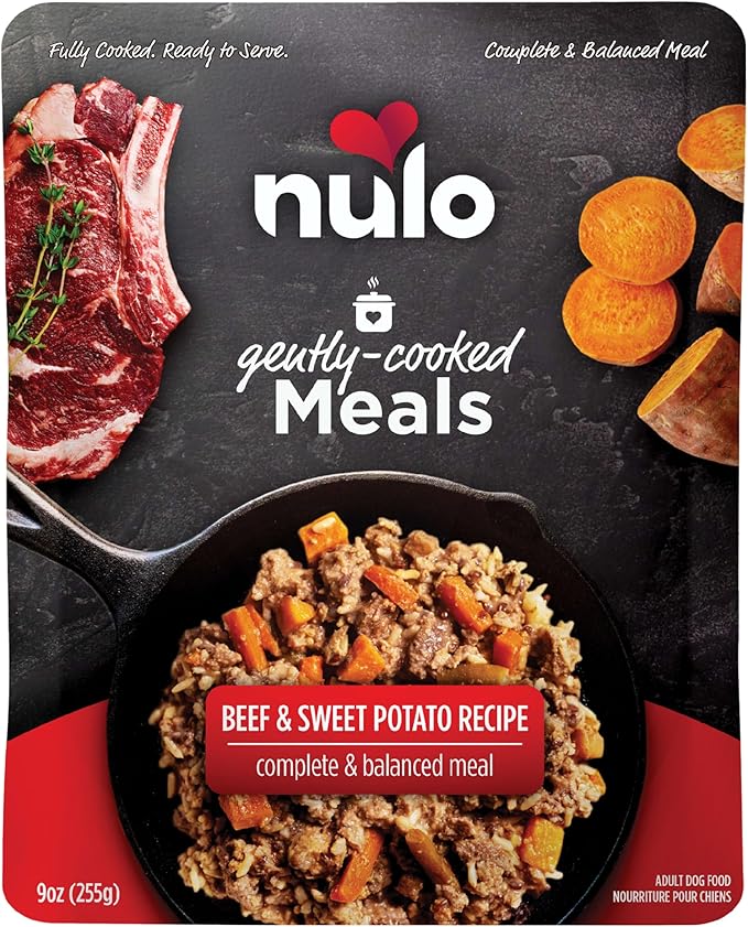 Nulo Gently-Cooked Meals Complete and Balanced Adult Wet Dog Food, Beef & Sweet Potato, 9 Oz (Pack of 8)