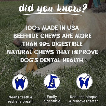 Pet Factory 100% Made in USA Beefhide 7" Braided Sticks Dog Chew Treats - Peanut Butter Flavor, 2 Count/1 Pack