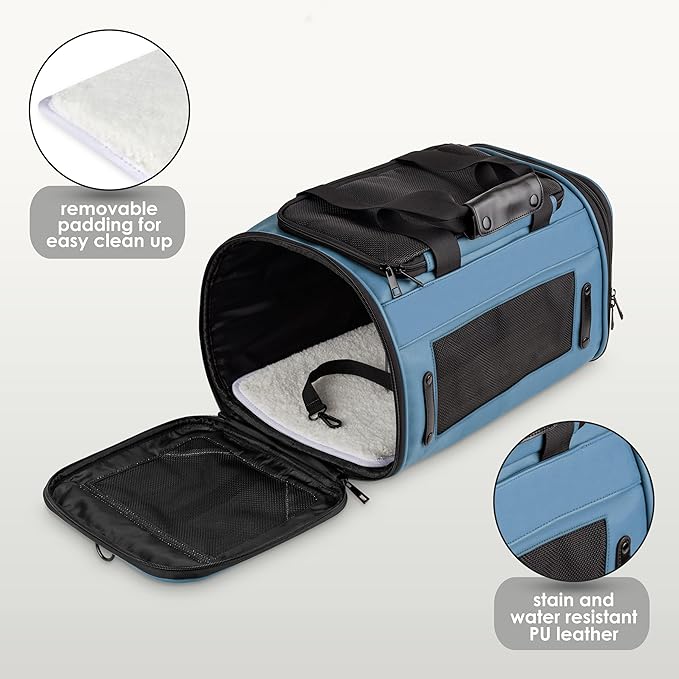 TSA Airline Approved PU Leather Luxury Pet Carrier - Size XS/S - for Small Dogs and Cats