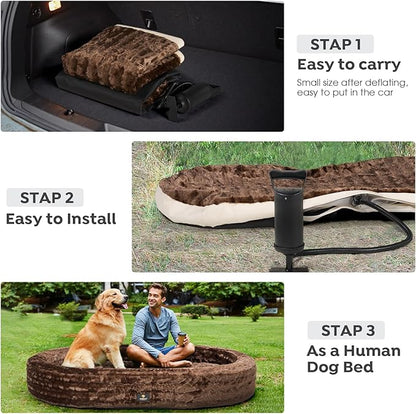 Veehoo Inflatable Human Dog Bed, Giant Human Sized Dog Bed, Soft Fur Oval Nap Bean Bag Bed for Adults, Kids and Pets, Multifunctional Extra Large Pet Bed for Indoor and Outdoor, Medium, CWW2403