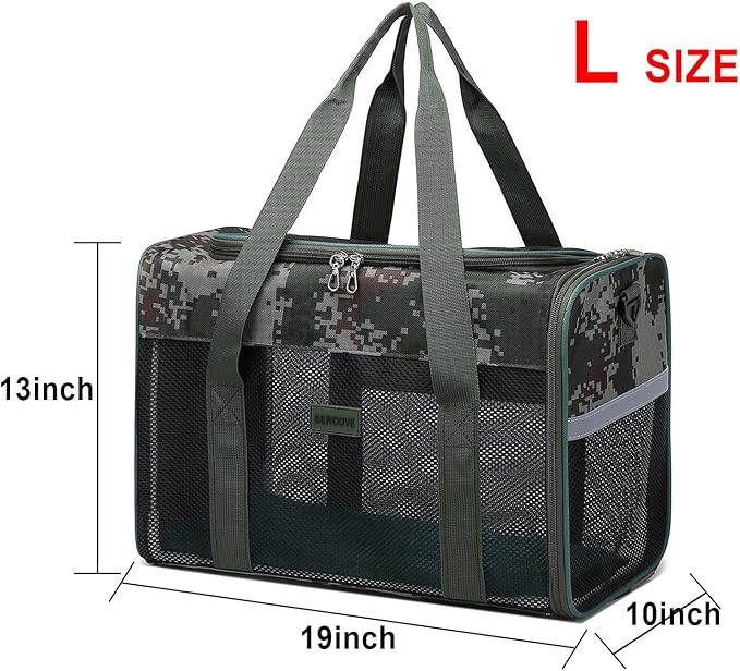 Framed Soft-Sided pet Carrier, cat, Dog, Rabbit and Poultry Carrier, Airline Approved Carrier.(Large, Military Green)
