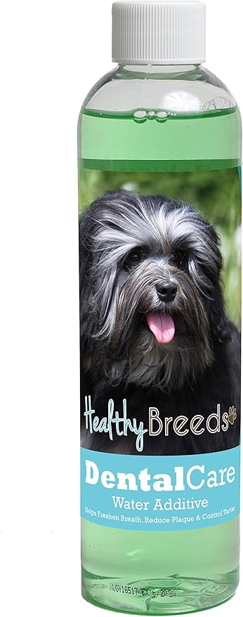 Healthy Breeds Dog Dental Care Water Additive for Lowchen - Helps Freshen Breath, Reduce Plaque & Control Tartar - Mint Flavor - 8 oz