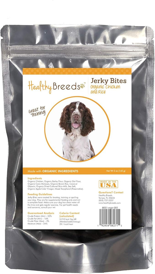 Healthy Breeds English Springer Spaniel Jerky Bites Chicken & Rice Recipe Dog Treats 5 oz