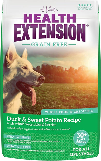 Health Extension Dry Dog Food, Natural Food with added Vitamins & Minerals, Suitable for All Puppies, Duck & Sweet Potato Recipe with Whole Vegetable & Berries (23.5 Pound)