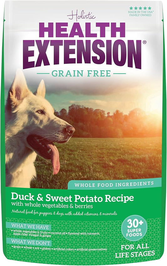 Health Extension Dry Dog Food, Natural Food with added Vitamins & Minerals, Suitable for All Puppies, Duck & Sweet Potato Recipe with Whole Vegetable & Berries (23.5 Pound)