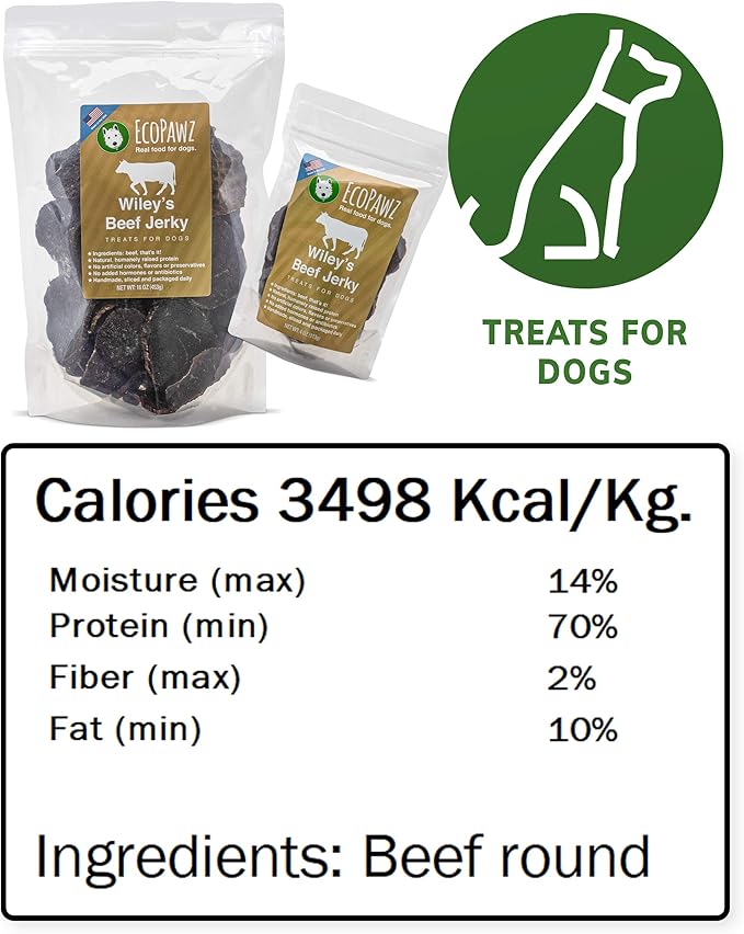 Wiley's Beef Jerky Pet Treats | Grain Free Dog Jerky Treats Made in USA | All Natural Pet Treats for Dogs | Beef Dog Treats (Beef, 16 oz. bag)