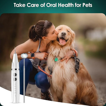 Plaque Remover for Teeth - Pet Ultrasonic Toothbrush Cleaner - Teeth Cleaning Kit for Tartar and Stains - Suitable for Dogs and Cats (White)
