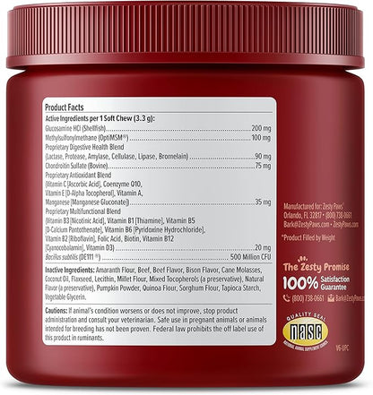 Zesty Paws Multivitamin Treats for Dogs - Glucosamine Chondroitin for Joint Support + Digestive Enzymes & Probiotics - Grain Free Dog Vitamin for Skin & Coat + Immune Health - AE - 90 Count