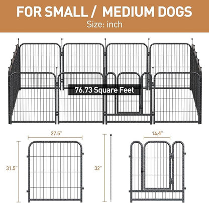Dog Playpen 8/16 Panels 32" Height Heavy Duty Dog Fence Puppy Pen for Large Medium Small Dogs Indoor Outdoor Foldable Pet Exercise Pen