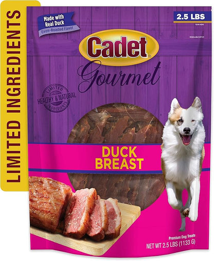 Cadet Gourmet Duck Breast Dog Treats - Healthy & Natural Dog Training Treats for Small & Large Dogs - Inspected & Tested in USA (2.5 lb.)
