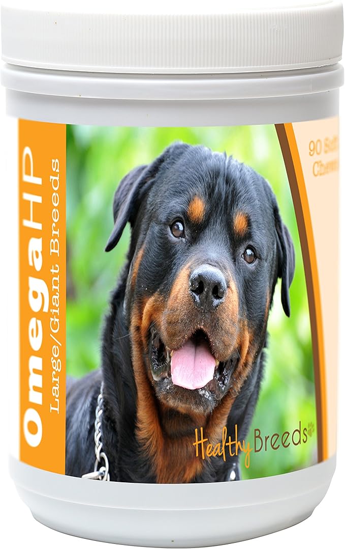 Healthy Breeds Rottweiler Omega HP Fatty Acid Skin and Coat Support Soft Chews 90 Count