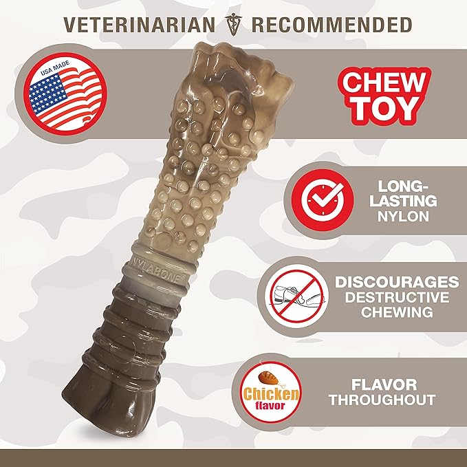 Nylabone Power Chew Camo Dog Toy - Dog Toys for Aggressive Chewers - Indestructible Dog Toys for Aggressive Chewers Large Breed - For Extra Large Dogs - Chicken Flavor X-Large/Souper - 50+ lbs.