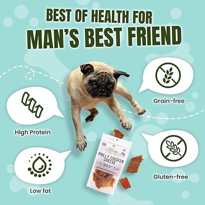 Gourmet Jerky Dog Treats - Natural Dog Treat Chicken Jerky for Dogs, Nutritious and Tasty Dog Jerky Treats Made in USA only, Cage-Free Chicken, No Additives(Mika & Sammy's Chicken Cheese 5 Oz)