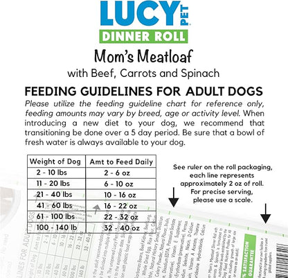 Lucy Pet Dinner Rolls-Mom's Meatloaf Beef with Carrots and Spinach 4lb