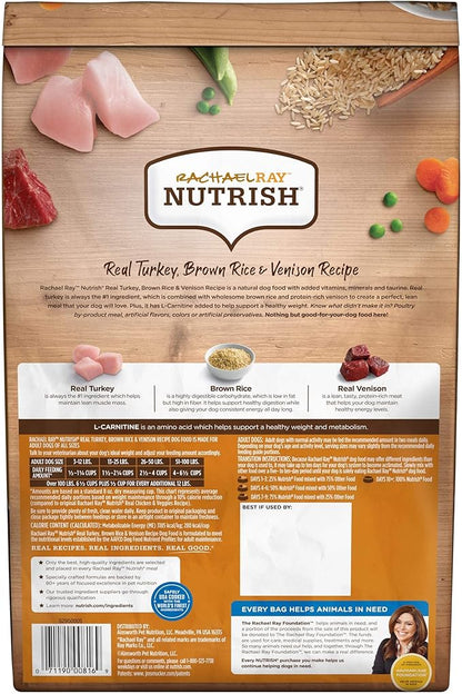 Rachael Ray Nutrish Dry Dog Food, Turkey, Brown Rice & Venison Recipe for Weight Management, 5.5 Pound Bag