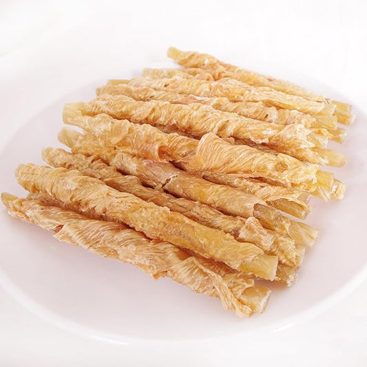 Dog Treats 100% Organic Chicken Hide Twists,Dog Chews Treats, 5 Inch Chicken Wrapped Rawhide Sticks, Promotes Teeth Health, 8 oz