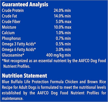 Blue Buffalo Life Protection Formula Natural Adult Dry Dog Food, Chicken and Brown Rice 15-lb