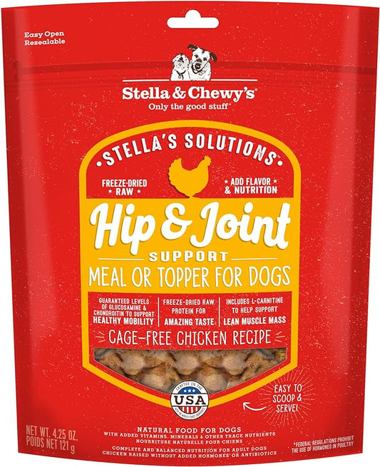 Stella & Chewy's – Stella’s Solutions Hip & Joint Boost – Cage-Free Chicken Dinner Morsels – Freeze-Dried Raw, Protein Rich, Grain Free Dog Food – 4.25 oz Bag