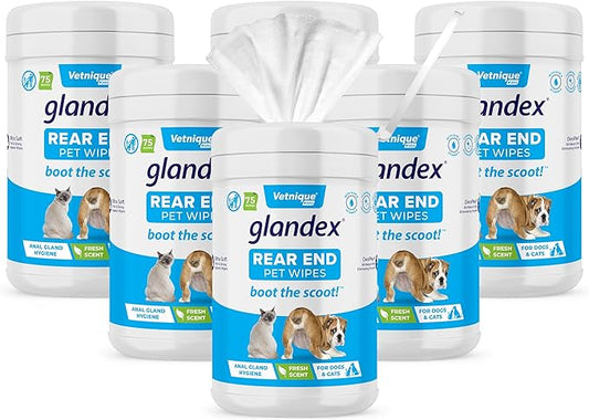 Vetnique Labs Glandex Dog Wipes for Pets Cleansing & Deodorizing Anal Gland Hygienic Wipes for Dogs & Cats with Vitamin E, Skin Conditioners and Aloe (450ct)