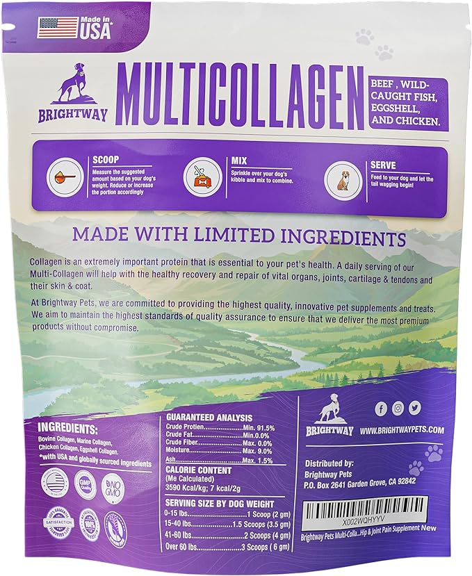 Multi-Collagen Peptide Dog Joint Supplement for Dogs- Arthritis Support- Skin & Coat Health, Allergies, Dog Mobility Hip & Joint Pain Supplement Relief, Collagen for Dogs