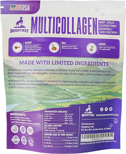 Multi-Collagen Peptide Dog Joint Supplement for Dogs- Arthritis Support- Skin & Coat Health, Allergies, Dog Mobility Hip & Joint Pain Supplement Relief, Collagen for Dogs