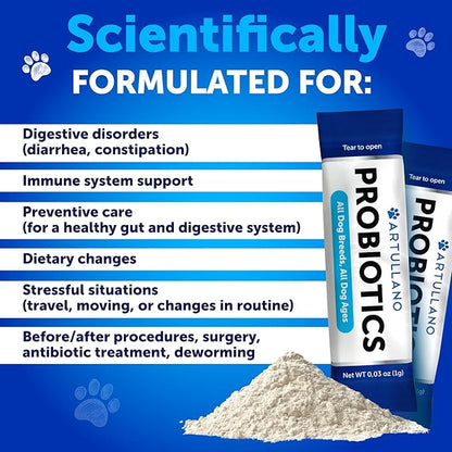 Dog Probiotics with Prebiotics - Balance Yeast, Support Gut Health, Itchy Skin, Allergies - 30 Sticks